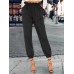 Solid Color Drawstring High Waist Elastic Casual Pants With Pockets