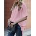 Solid Lapel Half Sleeve Casual Blouse