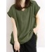 Solid Ruched Short Sleeve V Neck Casual Blouse