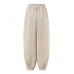 Solid Elastic Waist Drawstring Pocket Cotton Casual Pants