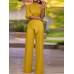 High Waist Solid Pocket Asymmetrical One Shoulder Jumpsuit